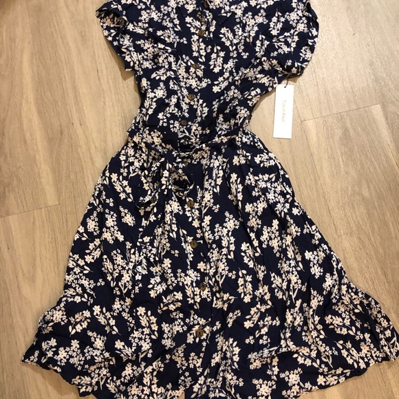 Calvin Klein Dresses & Skirts - Calvin Klein Navy Floral Midi Dress